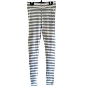 Smartwool Base Layer Striped Leggings Grey Cream Small